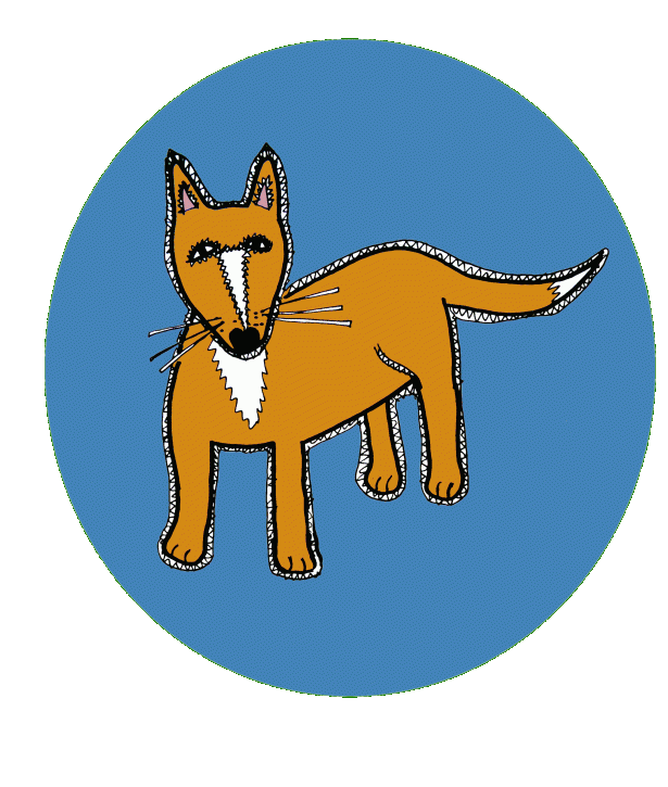 Fox in blue circle drawing- featured on my zazzle account
